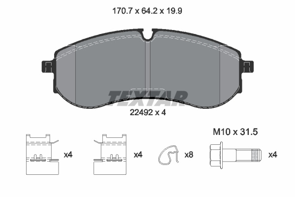 Set placute frana,frana disc puntea spate (2249201 TEXTAR) MAN,VW
