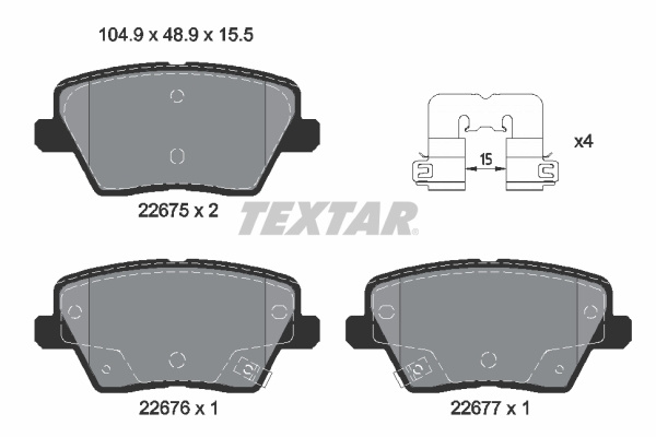 Set placute frana,frana disc puntea spate (2267501 TEXTAR) HYUNDAI,KIA