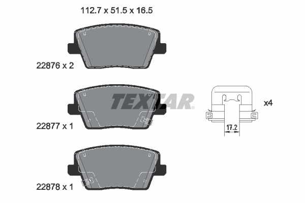 Set placute frana,frana disc puntea spate (2287601 TEXTAR) HYUNDAI