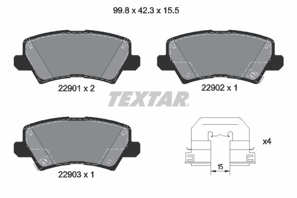 Set placute frana,frana disc puntea spate (2290101 TEXTAR) KIA