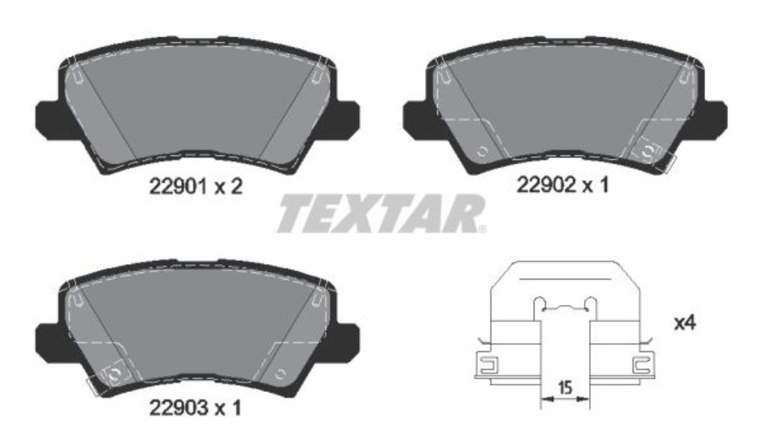 Set placute frana,frana disc puntea spate (2290101 TEXTAR) KIA