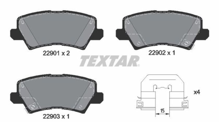 Set placute frana,frana disc puntea spate (2290101 TEXTAR) KIA