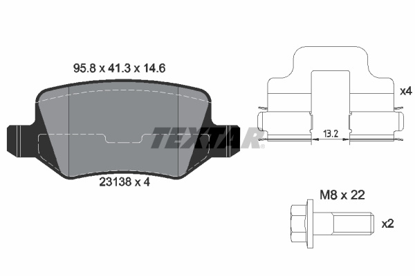 Set placute frana,frana disc puntea spate (2313803 TEXTAR) MERCEDES-BENZ