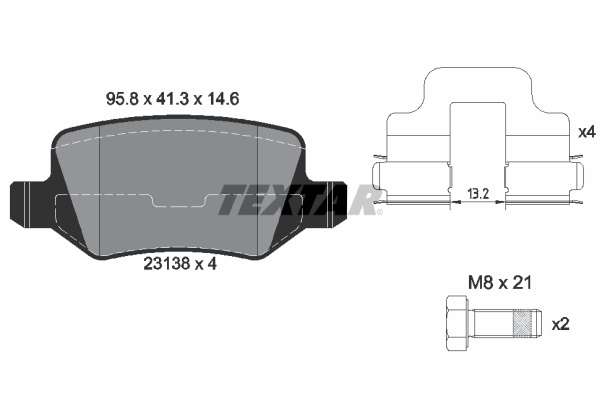 Set placute frana,frana disc puntea spate (2313805 TEXTAR) MERCEDES-BENZ