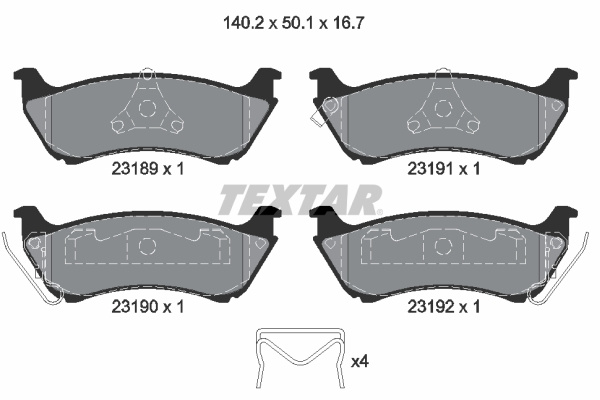 Set placute frana,frana disc puntea spate (2318902 TEXTAR) MERCEDES-BENZ