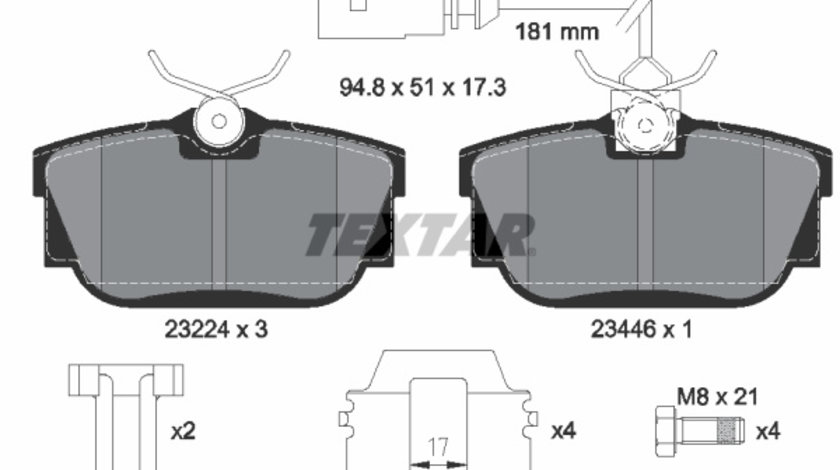 Set placute frana,frana disc puntea spate (2322416 TEXTAR) VW