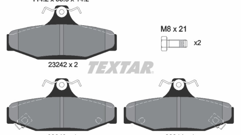 Set placute frana,frana disc puntea spate (2324201 TEXTAR) CHEVROLET,DAEWOO,FORD AUSTRALIA,HOLDEN,MITSUBISHI,PONTIAC,SSANGYONG,TOYOTA