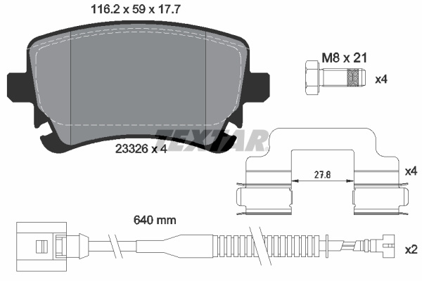 Set placute frana,frana disc puntea spate (2332603 TEXTAR) BENTLEY,VW