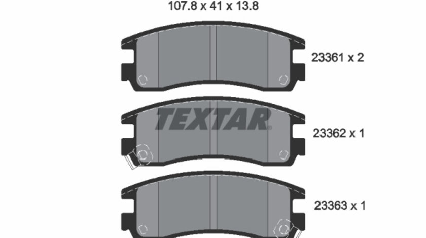 Set placute frana,frana disc puntea spate (2336101 TEXTAR) BUICK,BUICK (SGM),CADILLAC,CHEVROLET,MEGA,OLDSMOBILE,OPEL,PONTIAC,SATURN,VAUXHALL