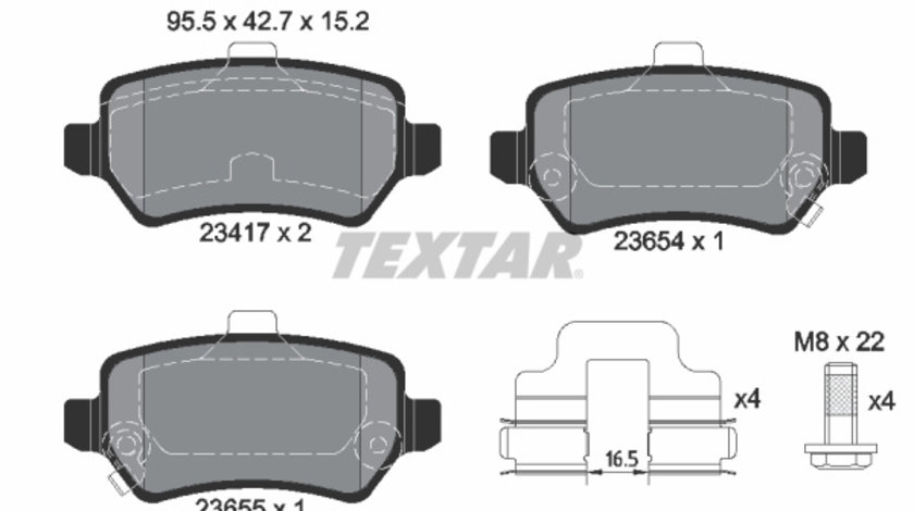 Set placute frana,frana disc puntea spate (2341703 TEXTAR) CHEVROLET,HOLDEN,HSV,KIA,OPEL,SATURN,SUBARU,VAUXHALL