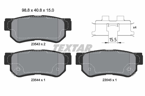 Set placute frana,frana disc puntea spate (2354306 TEXTAR) KIA