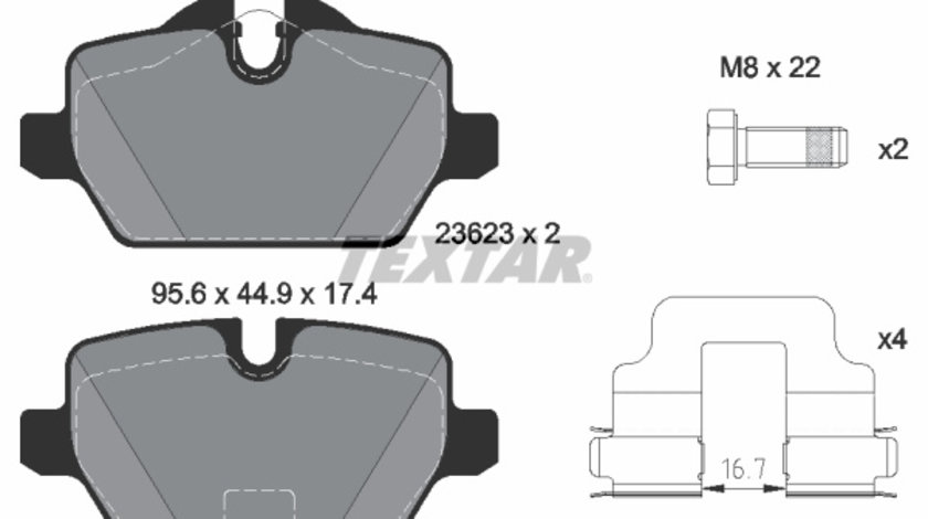 Set placute frana,frana disc puntea spate (2362303 TEXTAR) BMW,BMW (BRILLIANCE)