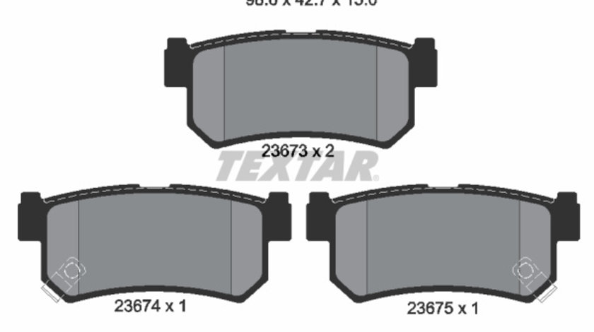 Set placute frana,frana disc puntea spate (2367301 TEXTAR) DAEWOO,ROEWE (SAIC),SSANGYONG