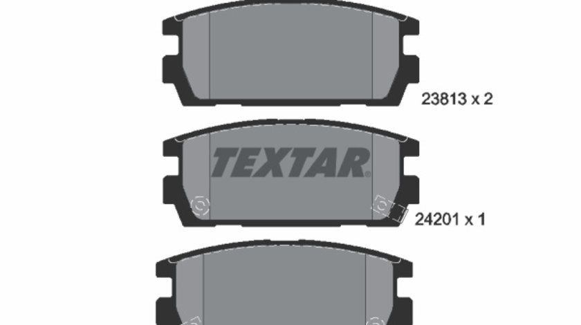 Set placute frana,frana disc puntea spate (2381301 TEXTAR) GONOW (GAC),HAWTAI,HUANGHAI,HYUNDAI,HYUNDAI (HUATAI),JINBEI,LANDWIND (JMC),SHUANGHUAN