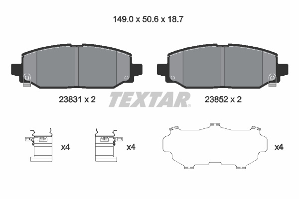 Set placute frana,frana disc puntea spate (2383101 TEXTAR) JEEP