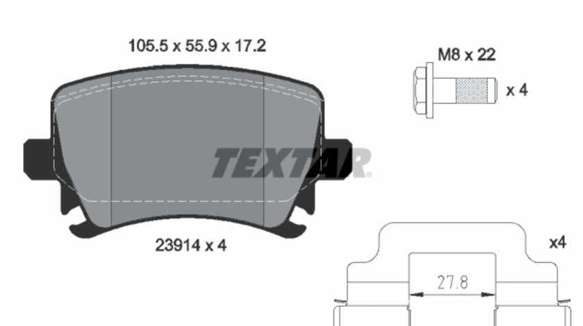 Set placute frana,frana disc puntea spate (2391402 TEXTAR) AUDI,HAWTAI,SEAT,SKODA,SKODA (SVW),VW