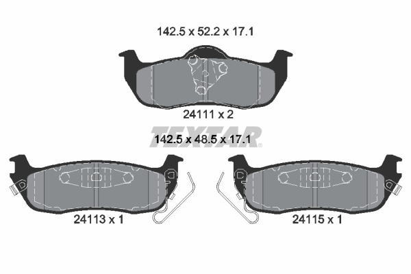 Set placute frana,frana disc puntea spate (2411102 TEXTAR) INFINITI,NISSAN