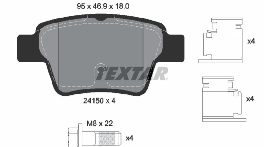 Set placute frana,frana disc puntea spate (2415001 TEXTAR) Citroen,PEUGEOT