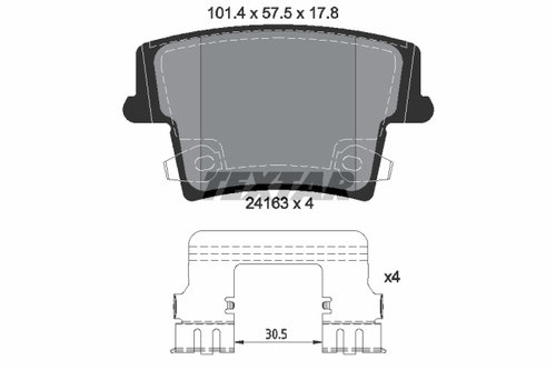 Set placute frana,frana disc puntea spate (2416303 TEXTAR) CHRYSLER,CHRYSLER (BBDC),DODGE,LANCIA