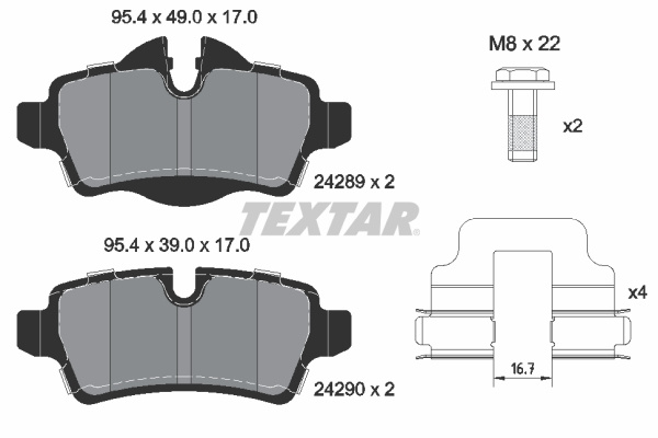 Set placute frana,frana disc puntea spate (2428901 TEXTAR) MINI