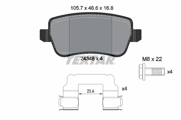 Set placute frana,frana disc puntea spate (2434802 TEXTAR) FIAT