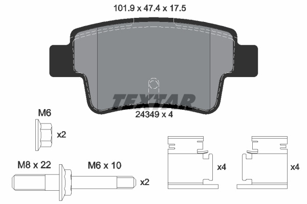 Set placute frana,frana disc puntea spate (2434903 TEXTAR) OPEL,VAUXHALL