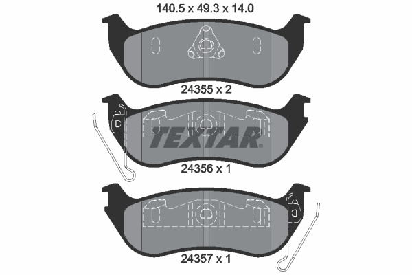 Set placute frana,frana disc puntea spate (2435501 TEXTAR) JEEP