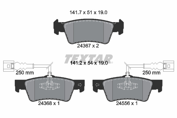Set placute frana,frana disc puntea spate (2436701 TEXTAR) VW