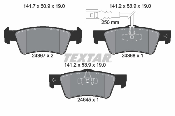 Set placute frana,frana disc puntea spate (2436704 TEXTAR) VW