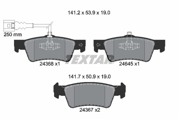 Set placute frana,frana disc puntea spate (2436801 TEXTAR) VW