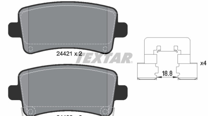 Set placute frana,frana disc puntea spate (2442101 TEXTAR) BUICK,BUICK (SGM),CADILLAC,CADILLAC (SGM),CHEVROLET,CHEVROLET (SGM),HOLDEN,OPEL,ROEWE (SAIC),SAAB,VAUXHALL