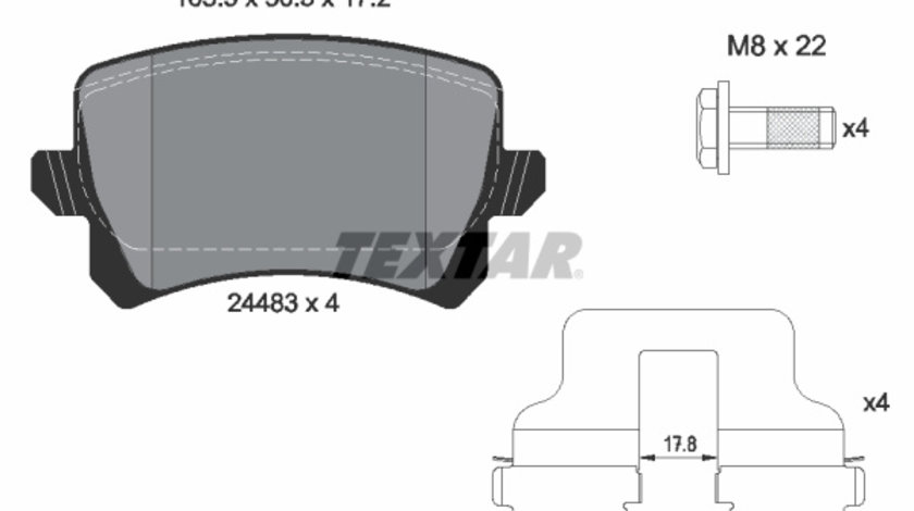 Set placute frana,frana disc puntea spate (2448301 TEXTAR) AUDI,AUDI (FAW),BORGWARD,CHANGAN,HAVAL,JAC,QOROS,SEAT,SKODA (SVW),VW,VW (FAW),VW (SVW)