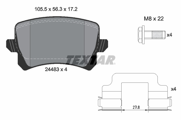 Set placute frana,frana disc puntea spate (2448302 TEXTAR) VW