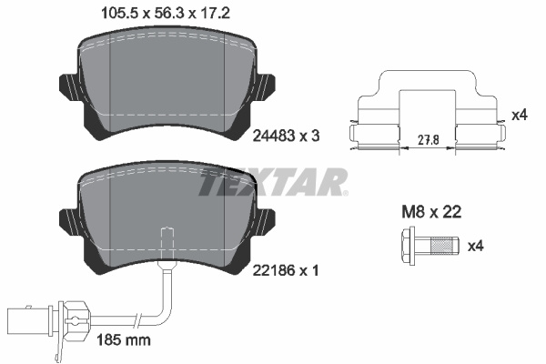 Set placute frana,frana disc puntea spate (2448307 TEXTAR) AUDI
