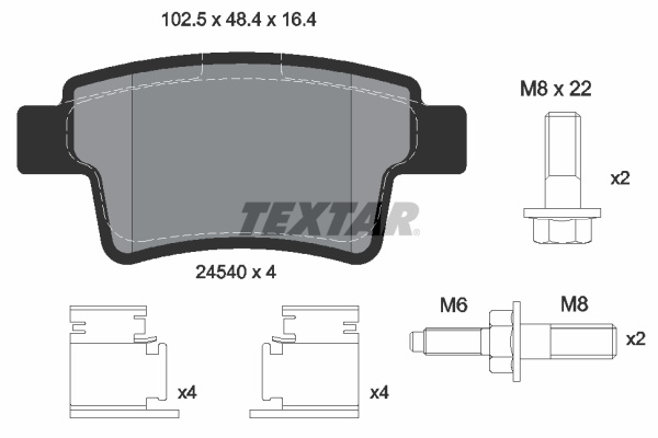 Set placute frana,frana disc puntea spate (2454001 TEXTAR) Citroen,PEUGEOT