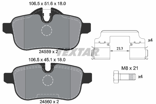 Set placute frana,frana disc puntea spate (2455901 TEXTAR) BMW