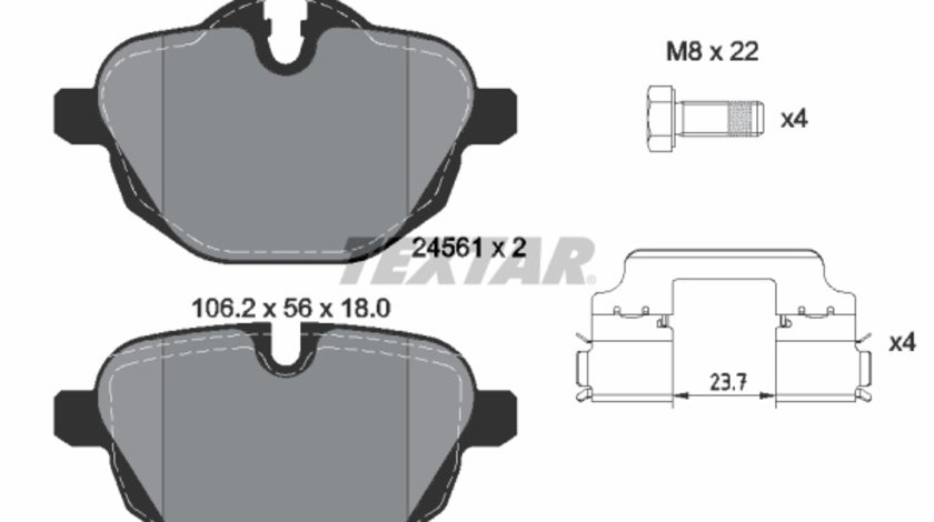 Set placute frana,frana disc puntea spate (2456101 TEXTAR) BMW,BMW (BRILLIANCE)