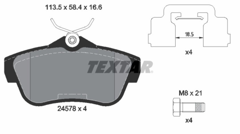 Set placute frana,frana disc puntea spate (2457801 TEXTAR) Citroen,FIAT,PEUGEOT,TOYOTA