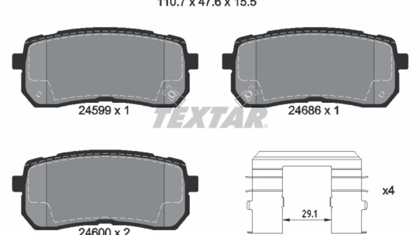 Set placute frana,frana disc puntea spate (2459901 TEXTAR) DODGE,HAVAL,HYUNDAI,JAC,KIA