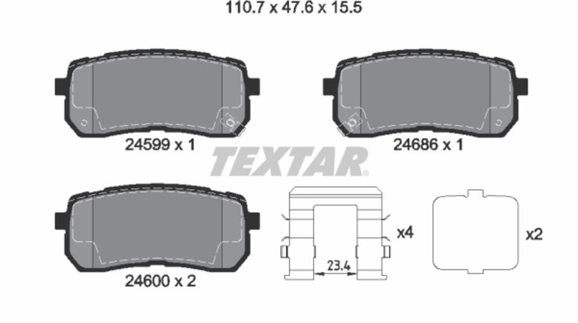 Set placute frana,frana disc puntea spate (2459904 TEXTAR) HAVAL,HYUNDAI,JAC,KIA