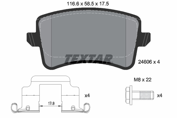 Set placute frana,frana disc puntea spate (2460602 TEXTAR) AUDI