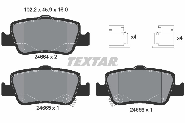 Set placute frana,frana disc puntea spate (2466401 TEXTAR) TOYOTA