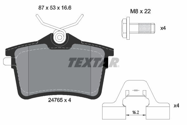 Set placute frana,frana disc puntea spate (2476501 TEXTAR) Citroen,PEUGEOT