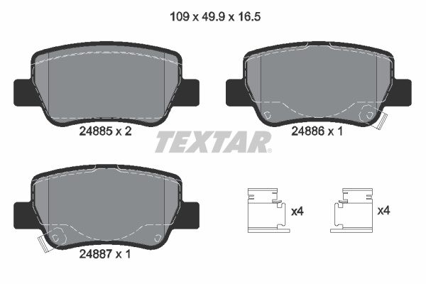 Set placute frana,frana disc puntea spate (2488501 TEXTAR) TOYOTA