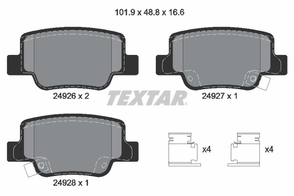 Set placute frana,frana disc puntea spate (2492601 TEXTAR) TOYOTA