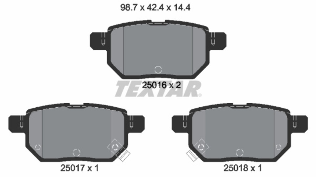 Set placute frana,frana disc puntea spate (2501601 TEXTAR) ASTON MARTIN,DAIHATSU,GREAT WALL,HAVAL,JAC,LEXUS,LIFAN,PONTIAC,SCION,SUBARU,TOYOTA,TOYOTA (FAW),TOYOTA (GAC),ZOTYE