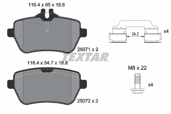Set placute frana,frana disc puntea spate (2507101 TEXTAR) MERCEDES-BENZ