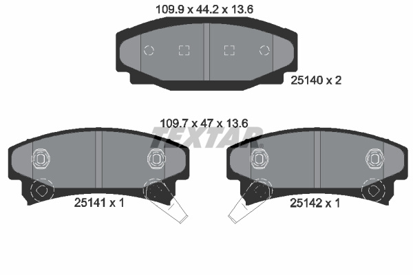 Set placute frana,frana disc puntea spate (2514001 TEXTAR) BUICK,CADILLAC