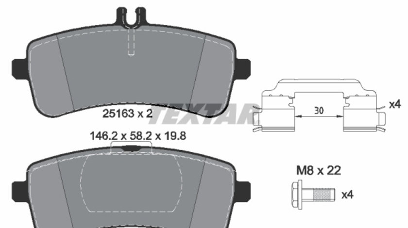 Set placute frana,frana disc puntea spate (2516301 TEXTAR) MERCEDES-BENZ