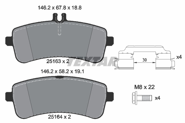Set placute frana,frana disc puntea spate (2516302 TEXTAR) MERCEDES-BENZ